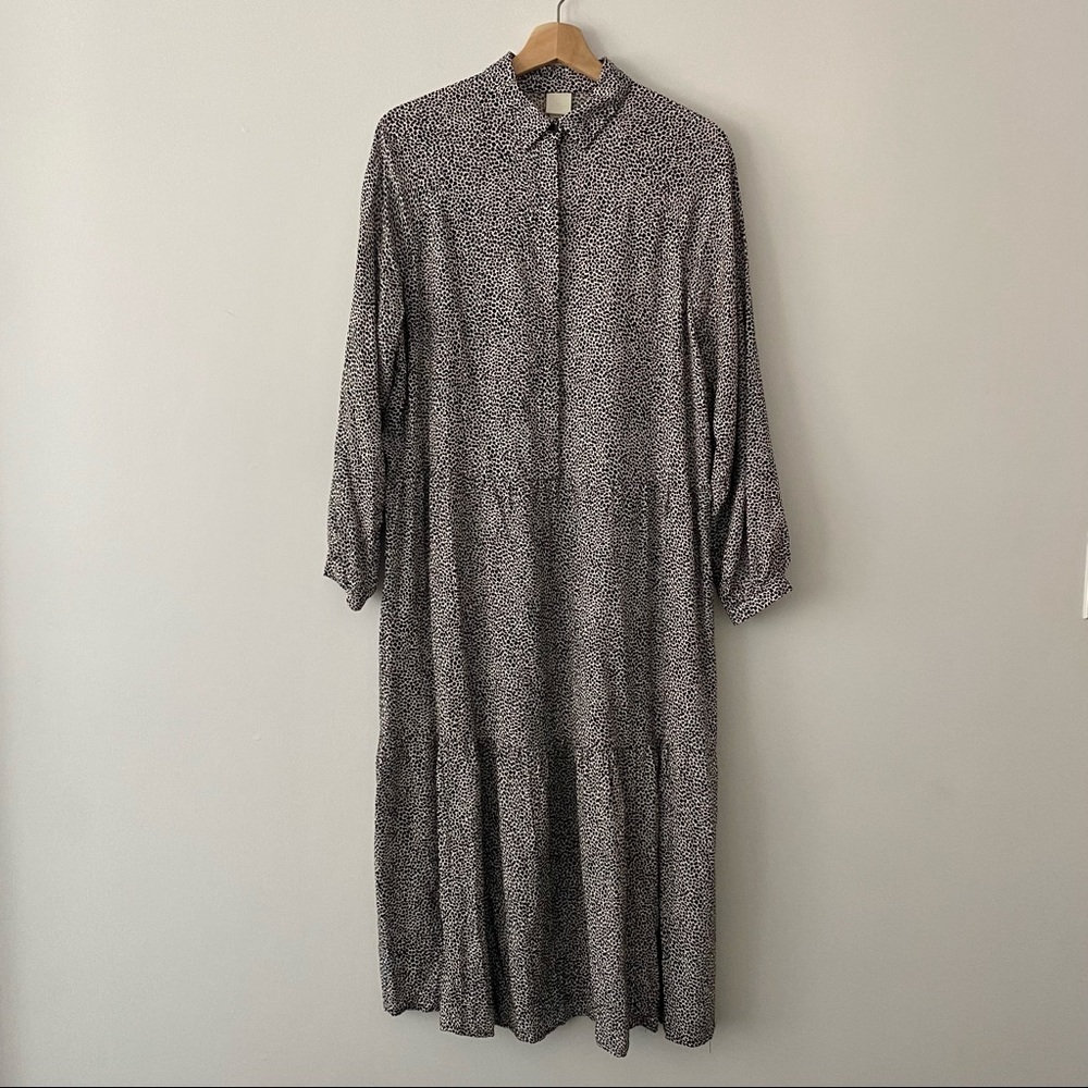 H&M Tiered Printed Maxi Dress Size S Black and Off-White